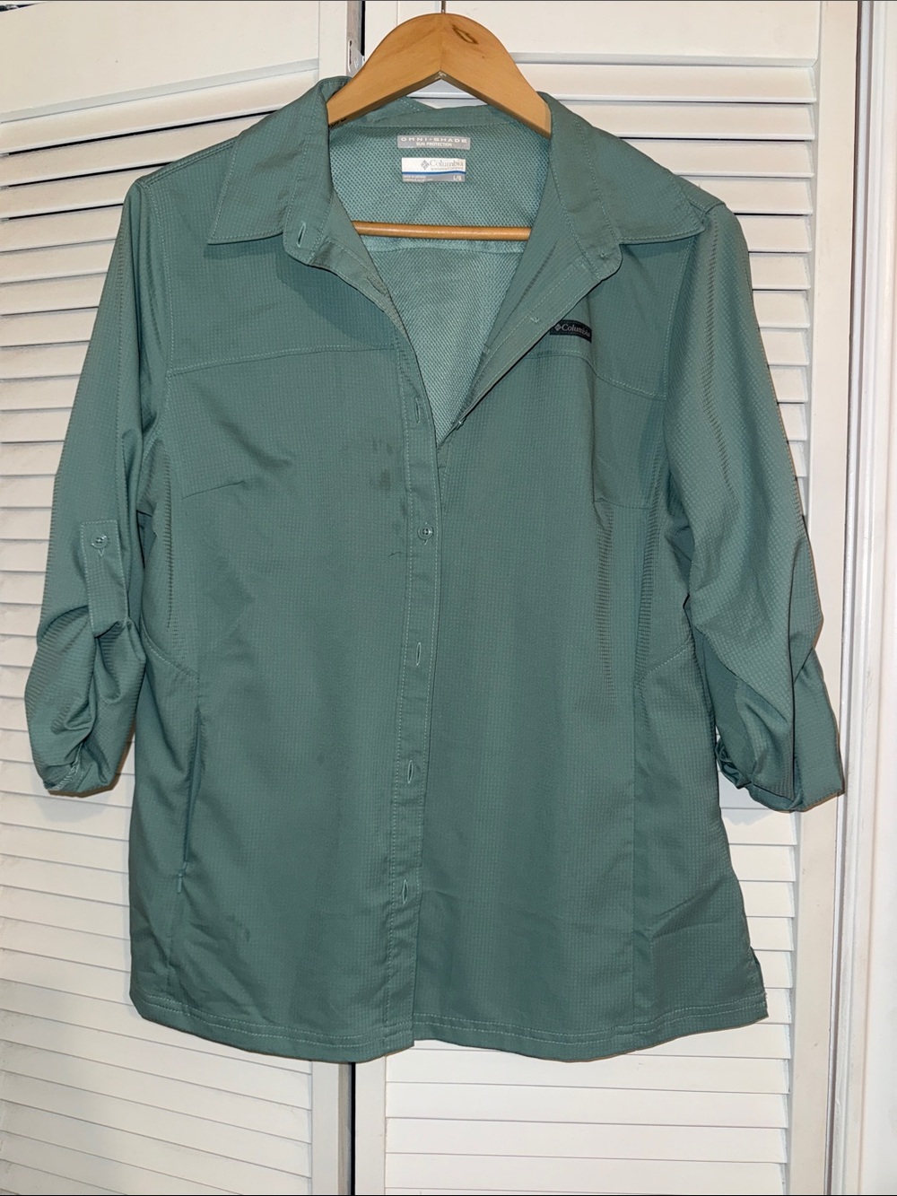 Columbia Omni-Shade Sun Protection Seafoam Green Button-Up Shirt - L